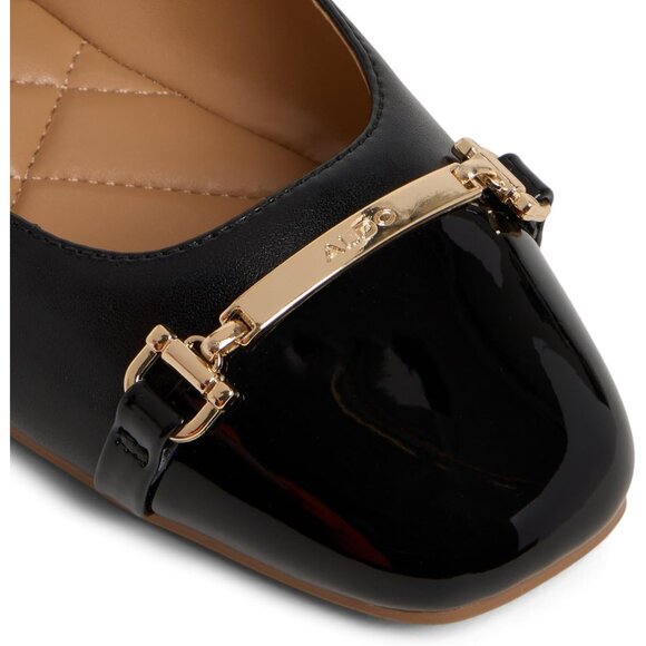 Aldo Womens Black Synthetic Closed Square Toe Low Wedge Heel Leanne Ballet Flat - Picture 4 of 5